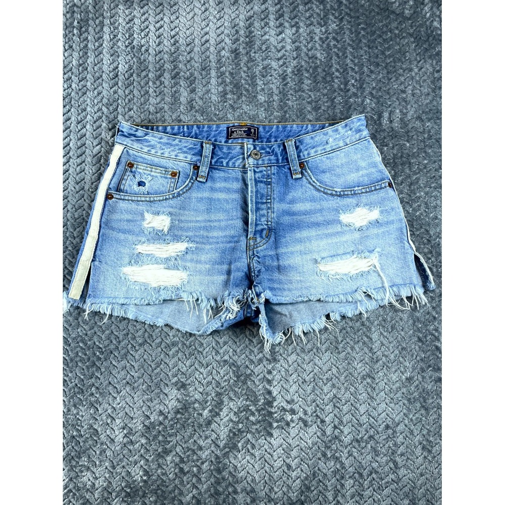 Abercrombie & Fitch Ames Low Rise Boyfriend Shorts Womens 26/2 Blue Denim Cotton